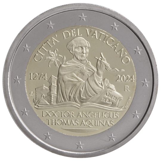 2 euro Vaticano 2024, 750° anniv. morte San Tommaso d'Aquino