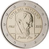 2 euro Vaticano 2018, 50° anniv. morte Padre Pio