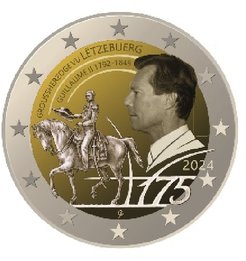 2 euro Lussemburgo 2024, 175° anniv. morte Granduca Guillaume II